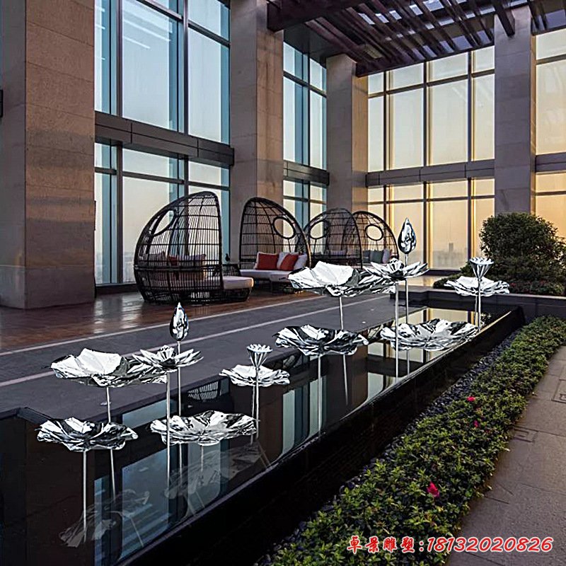 小區不銹鋼荷花擺件雕塑