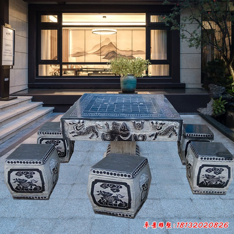 仿古石桌凳，圍棋石桌凳