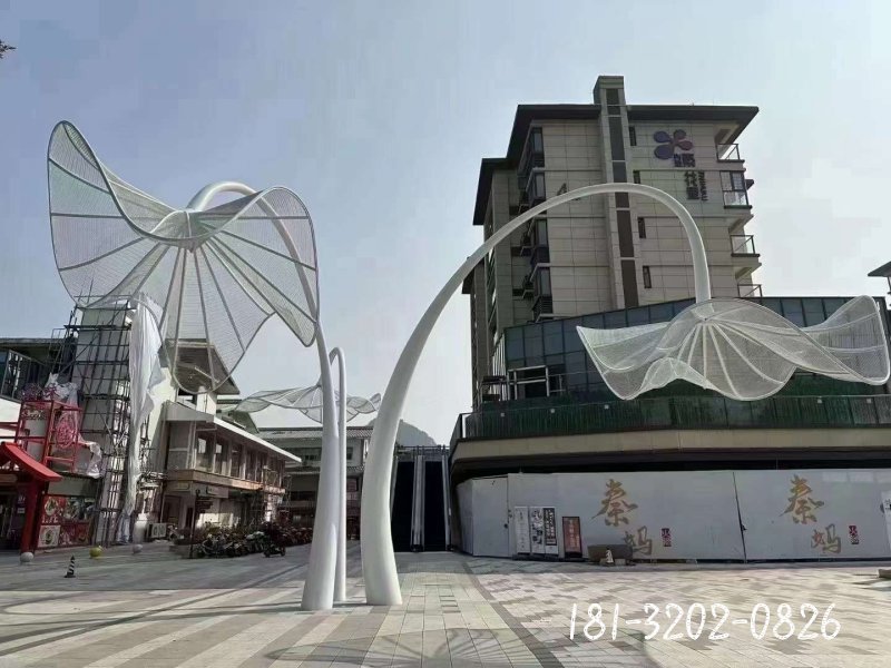 不銹鋼鏤空荷葉雕塑 (3)