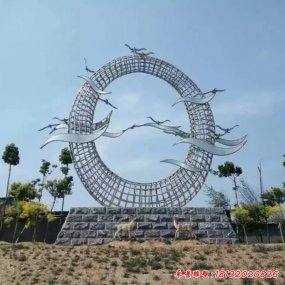 不銹鋼大雁動(dòng)物雕塑 公園雕塑