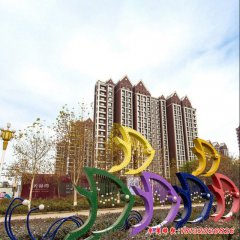 七彩抽象不銹鋼魚雕塑