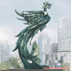 不銹鋼鳳凰涅盤雕塑