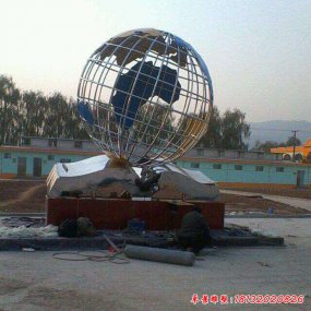 校園雕塑 不銹鋼地球儀雕塑