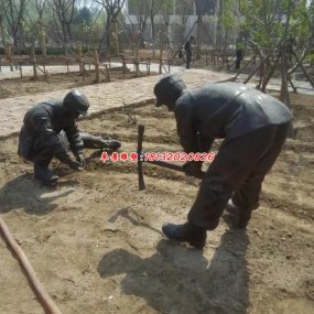 農耕童卻人物防銅塑像