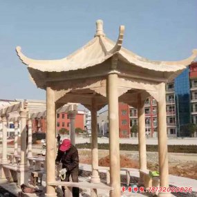 長廊雕刻涼亭石雕