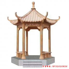 六角石雕涼亭