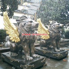銅雕飛獅 動物銅雕塑