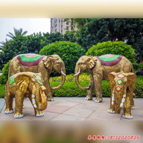 玻璃鋼金色大象雕塑