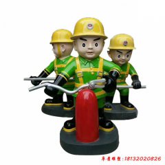 玻璃鋼消防戰士雕塑