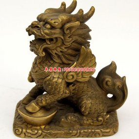 古代瑞獸銅雕像