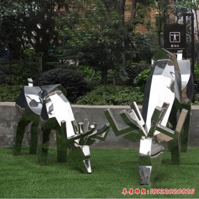 不銹鋼塊面動(dòng)物雕塑