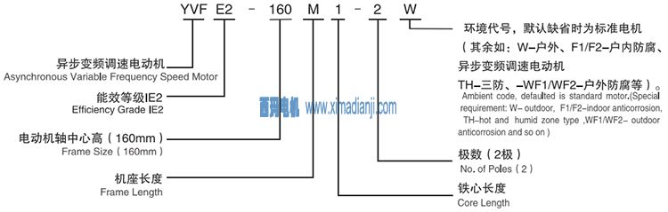 西安泰富西瑪電機：YVFE2高效變頻調速三相異步電動機型號說明